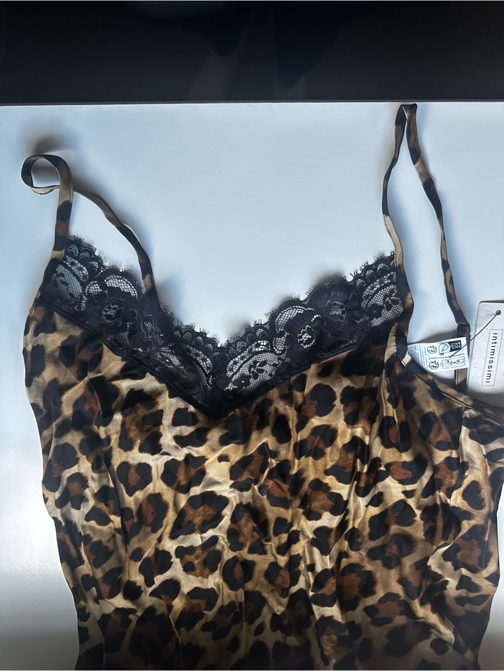 New Intimissimi satin and lace slip dress size medium animal print - Picture 2 of 4